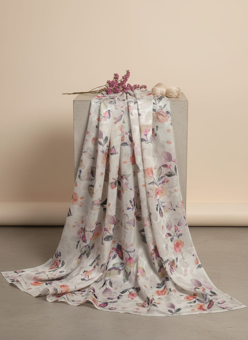 Dreamy Watercolour Floral on Cream Paisley Brasso Fabric