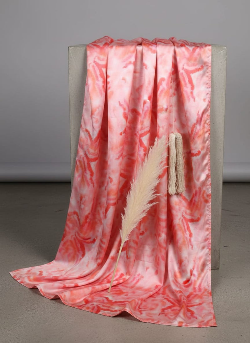 Vibrant Red and Pink Abstract Tie Dye Japan Satin Fabric