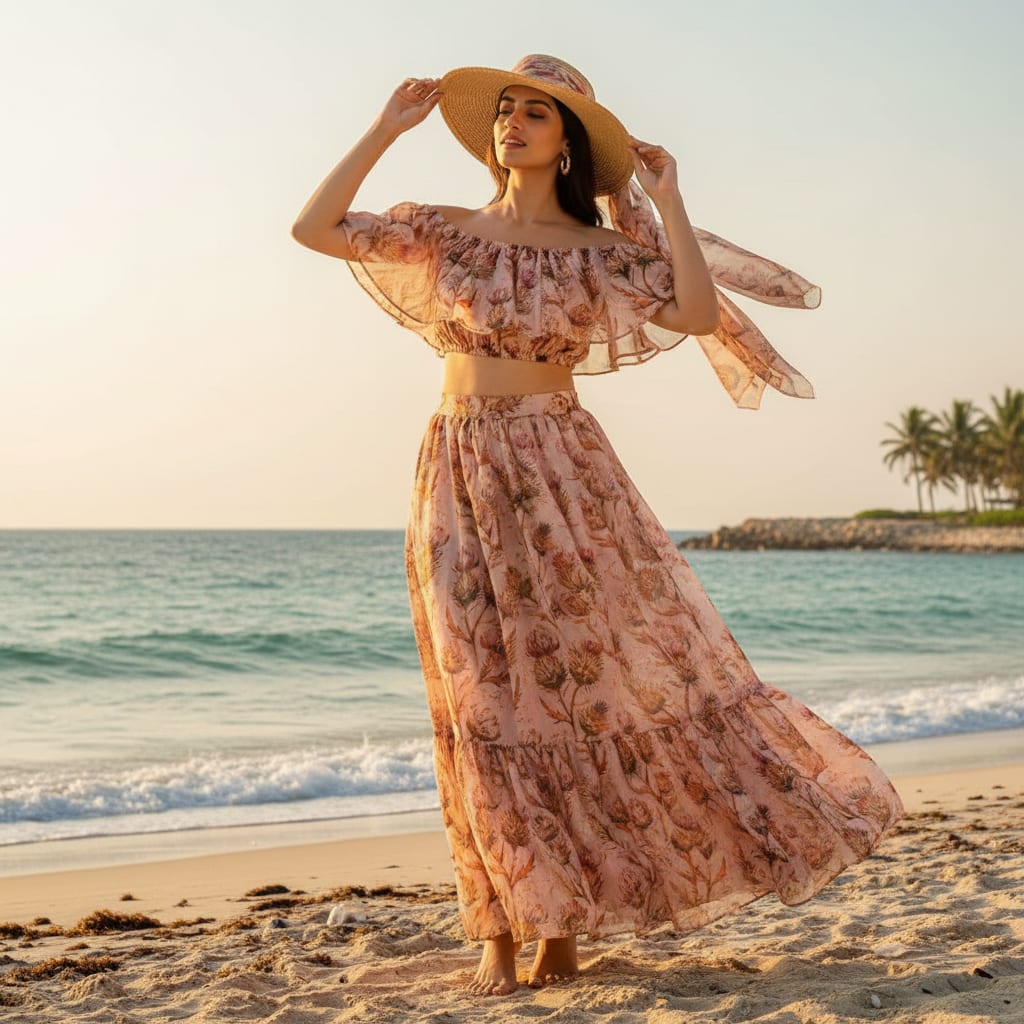 Watercolour Thistle Floral Printed Sheer Organza Fabric