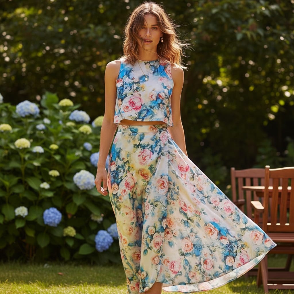 Artistic Watercolour Rose Floral Japan Satin Fabric