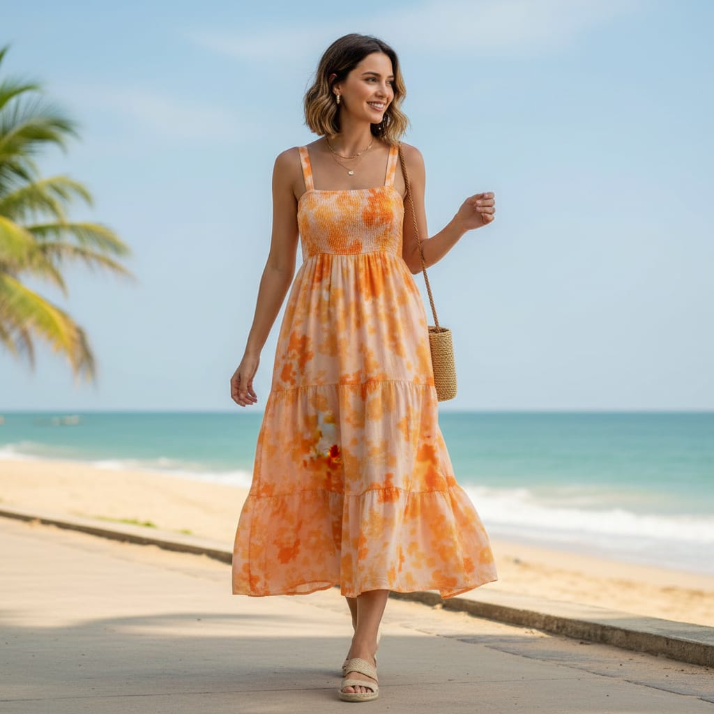 Orange & Yellow Tie-Dye Abstract Muslin Fabric