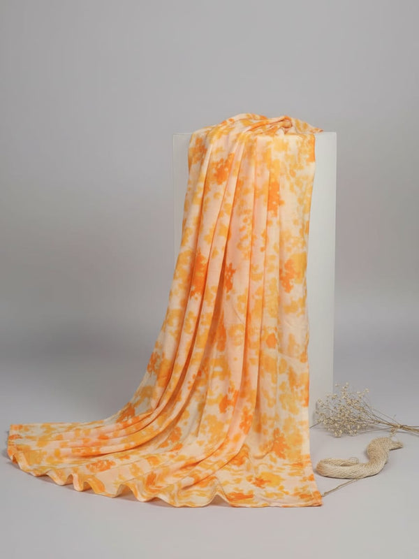 Orange & Yellow Tie-Dye Abstract Muslin Fabric