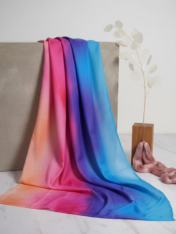 Vibrant Ombre Watercolour Digital Print Muslin Fabric