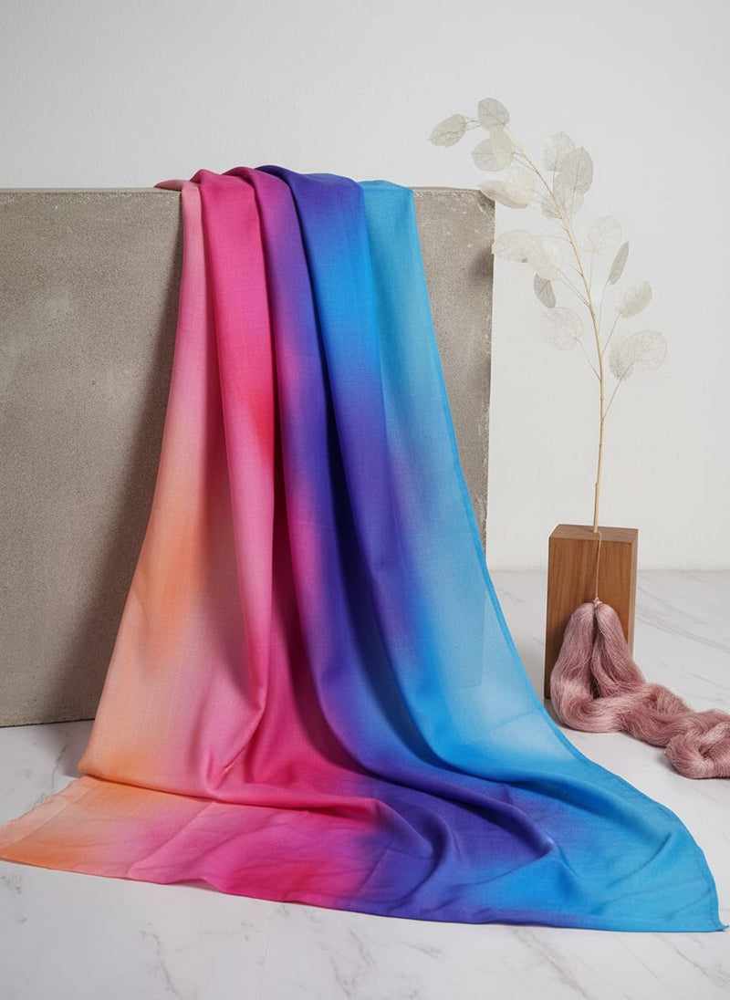 Vibrant Ombre Watercolour Digital Print Muslin Fabric