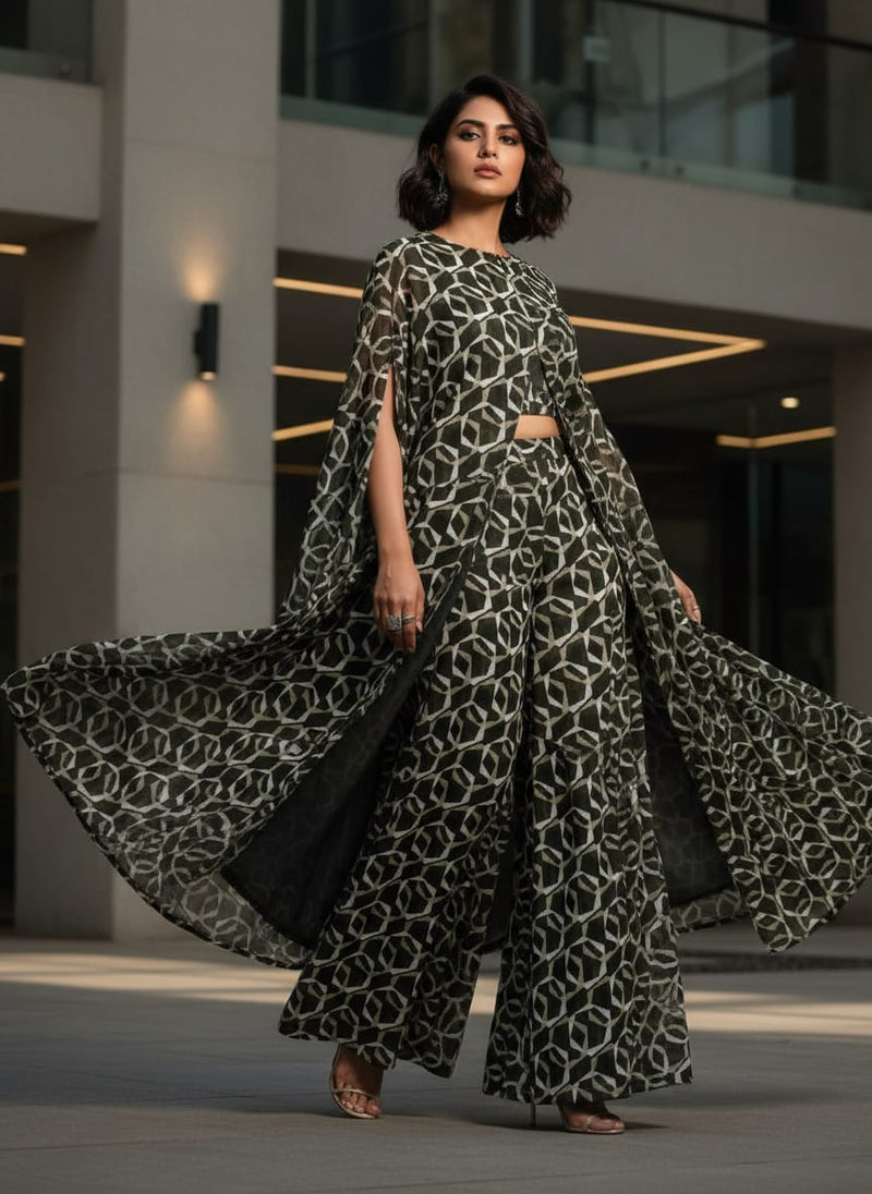 Modern Abstract Geometric Patterned Chanderi Fabric