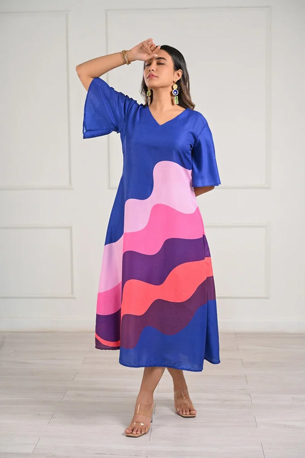 Wavy Printed Midi Dress – 93.1