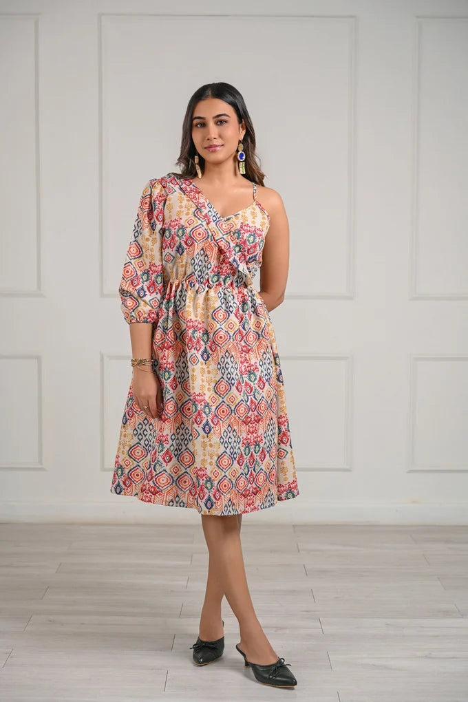 One Shoulder Printed Midi Dress – 95.2