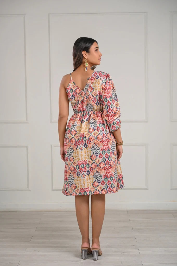 One Shoulder Printed Midi Dress – 95.5