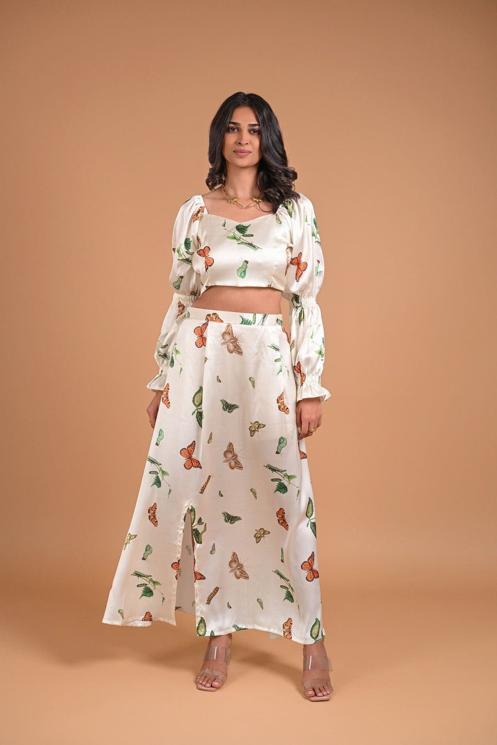 White Butterfly Satin Co-ord Set – 96.2
