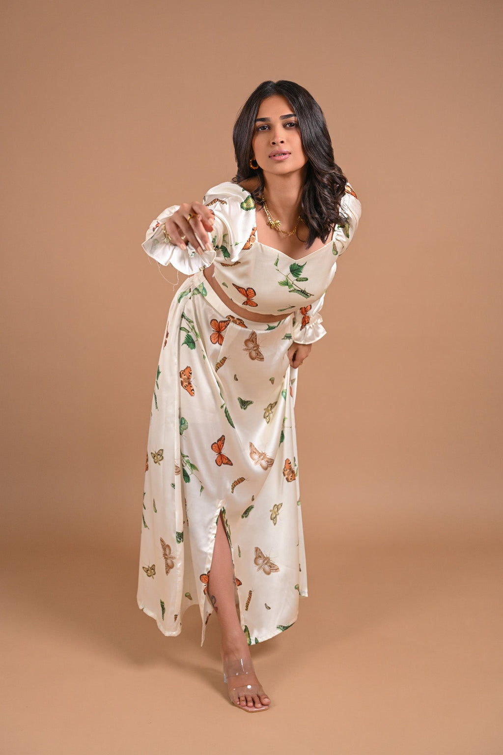 White Butterfly Satin Co-ord Set – 96.3