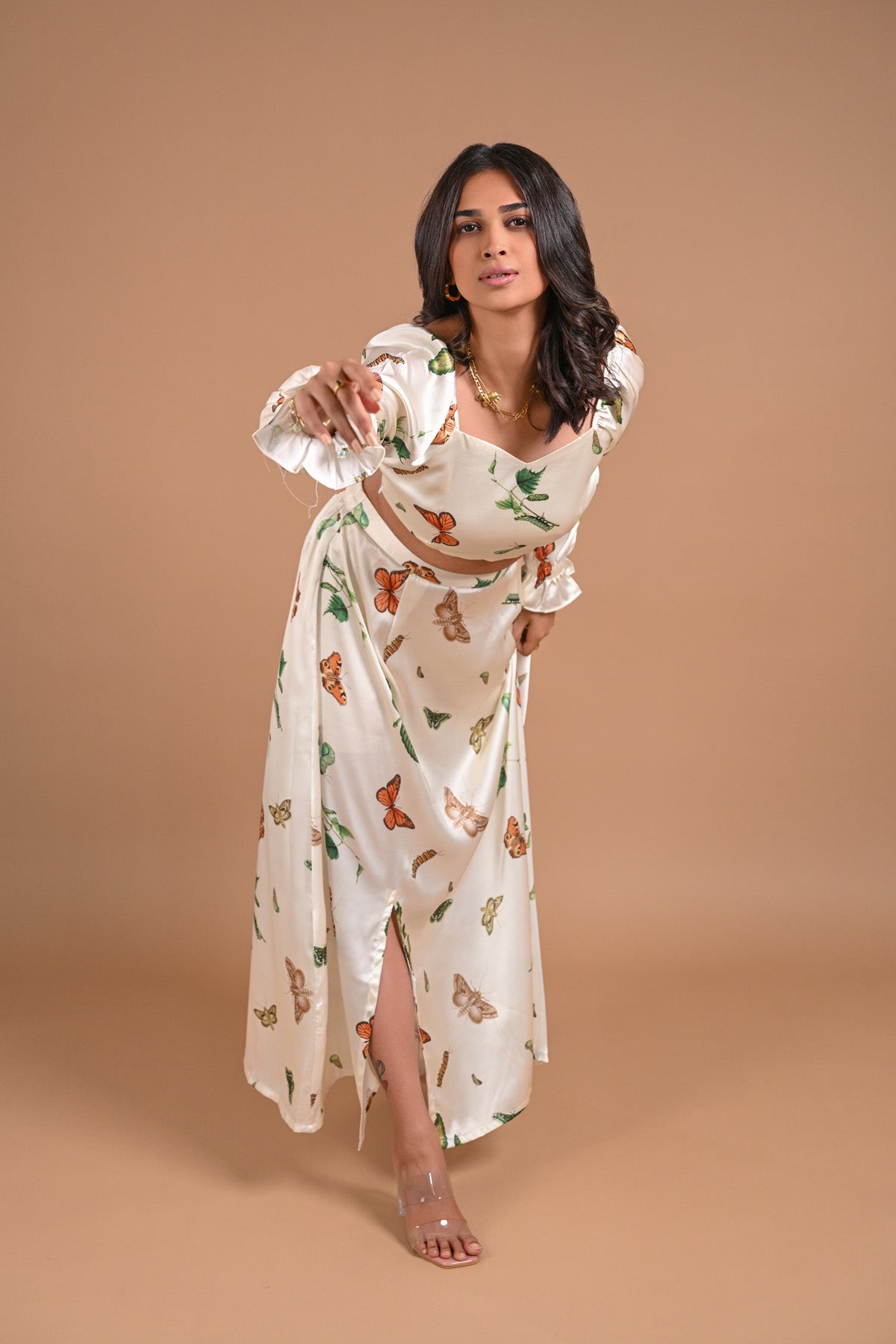 White Butterfly Satin Co-ord Set – 96.3