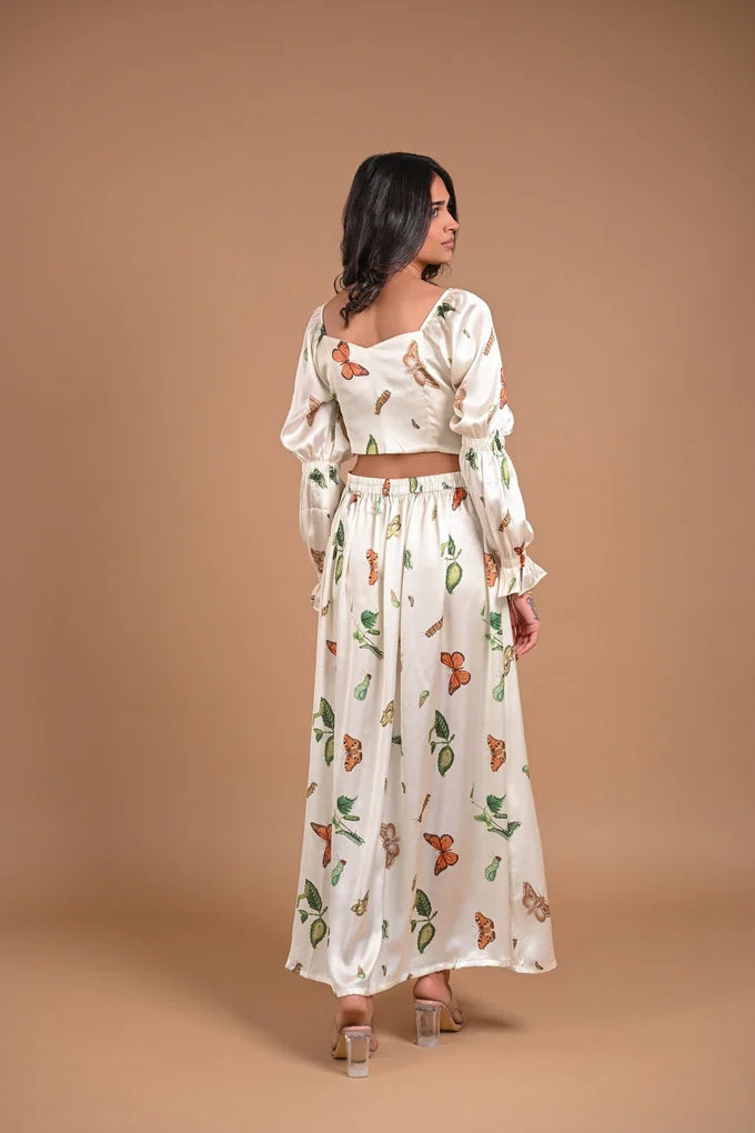 White Butterfly Satin Co-ord Set – 96.6