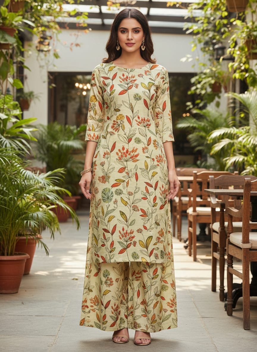 Autumnal Leaves & Berries Print on Soft Rayon Fabric