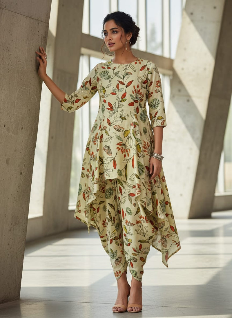 Autumnal Leaves & Berries Print on Soft Rayon Fabric