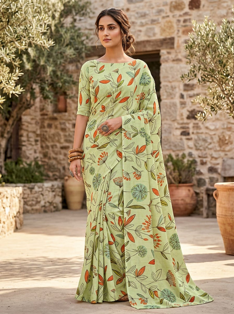Autumnal Leaves & Berries Print on Soft Rayon Fabric