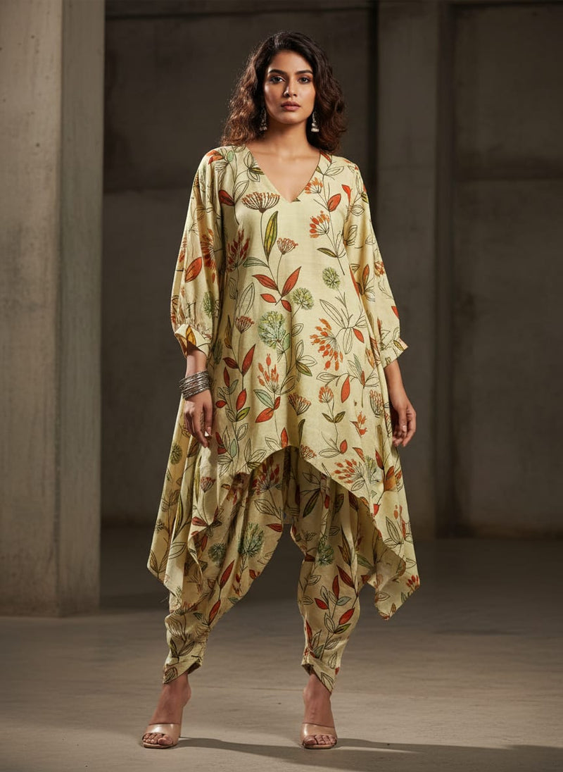 Autumnal Leaves & Berries Print on Soft Rayon Fabric