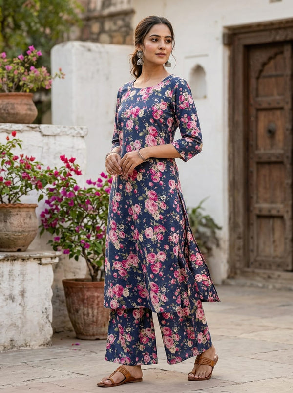 Pure Cotton - Pure - Design 2077 - Straight Kurta with Palazzo Lookbook - PCO-0-2077-108 - alternate view