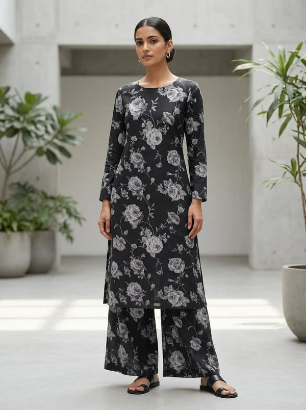 Pure Cotton - Pure - Design 2076 - Straight Kurta with Palazzo Lookbook - PCO-0-2076-108 - alternate view