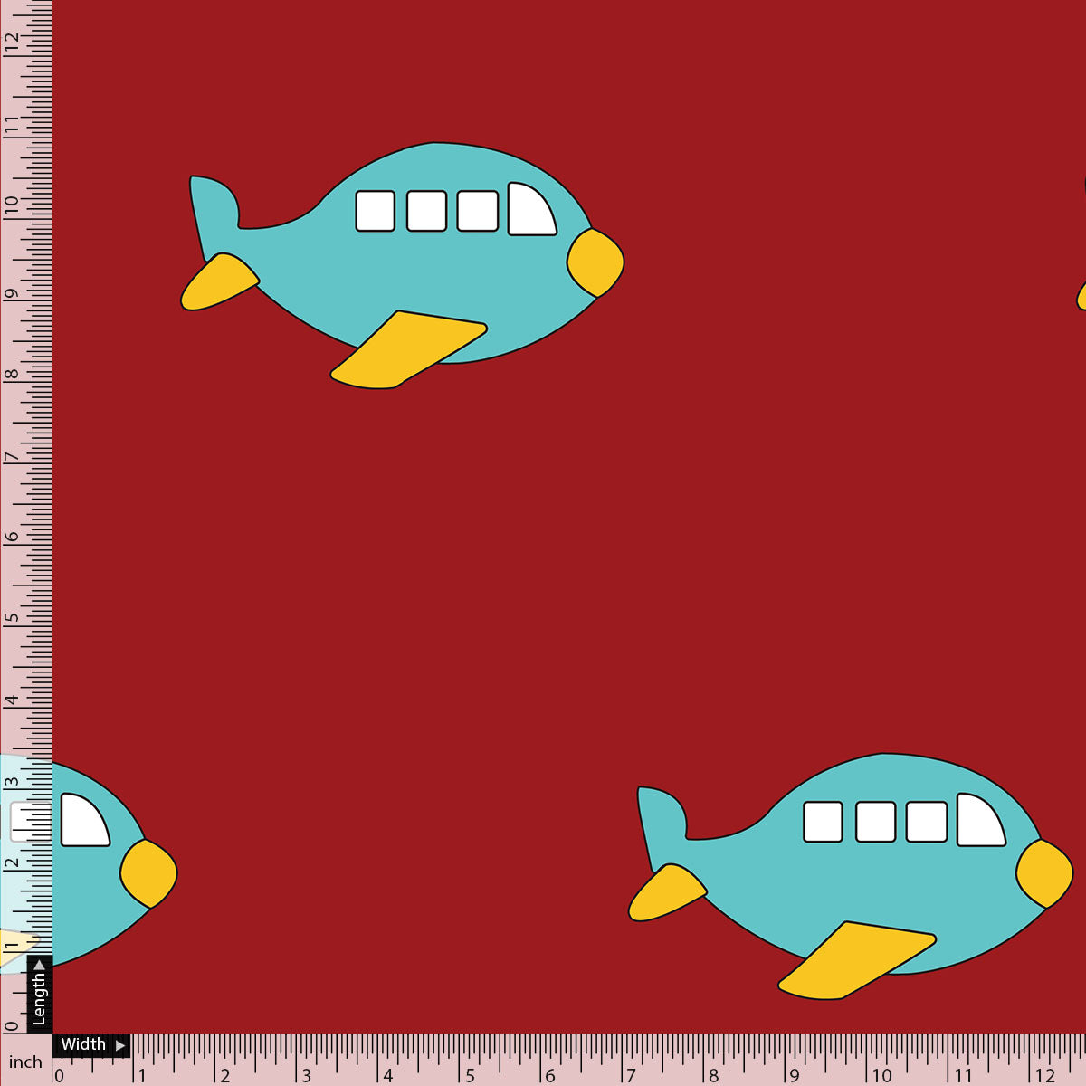 Red and Blue Airplane Print Muslin Digital Fabric for Kids – airoplane