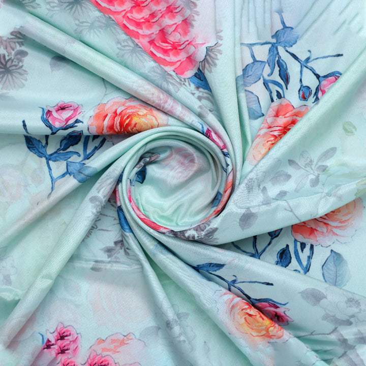 FAB VOGUE Studio's Floral Digital Printed Silk Crepe Fabric