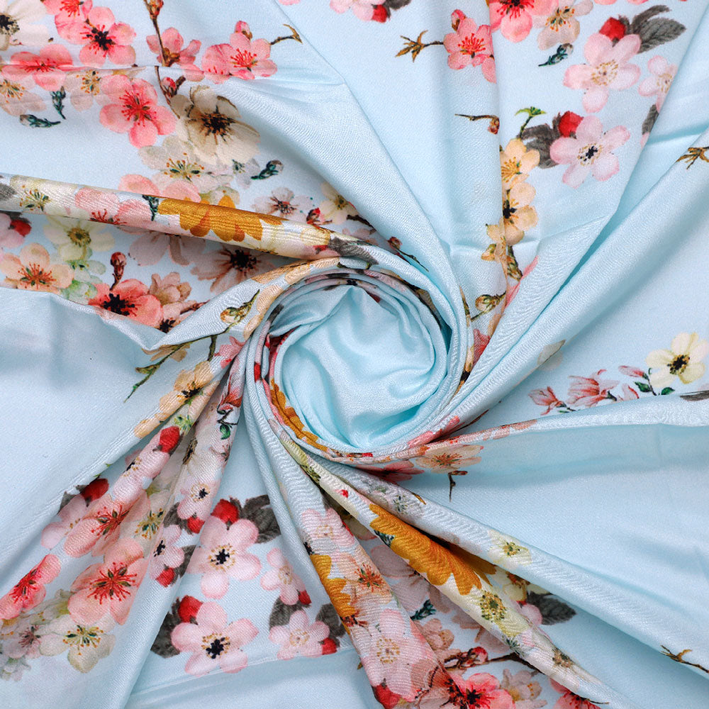 Classy floral print silk crepe fabric from FAB VOGUE Studio