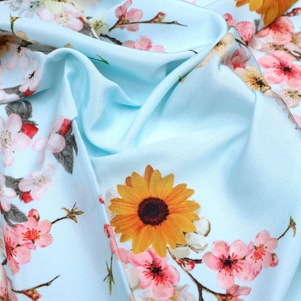 Classy floral print silk crepe fabric from FAB VOGUE Studio