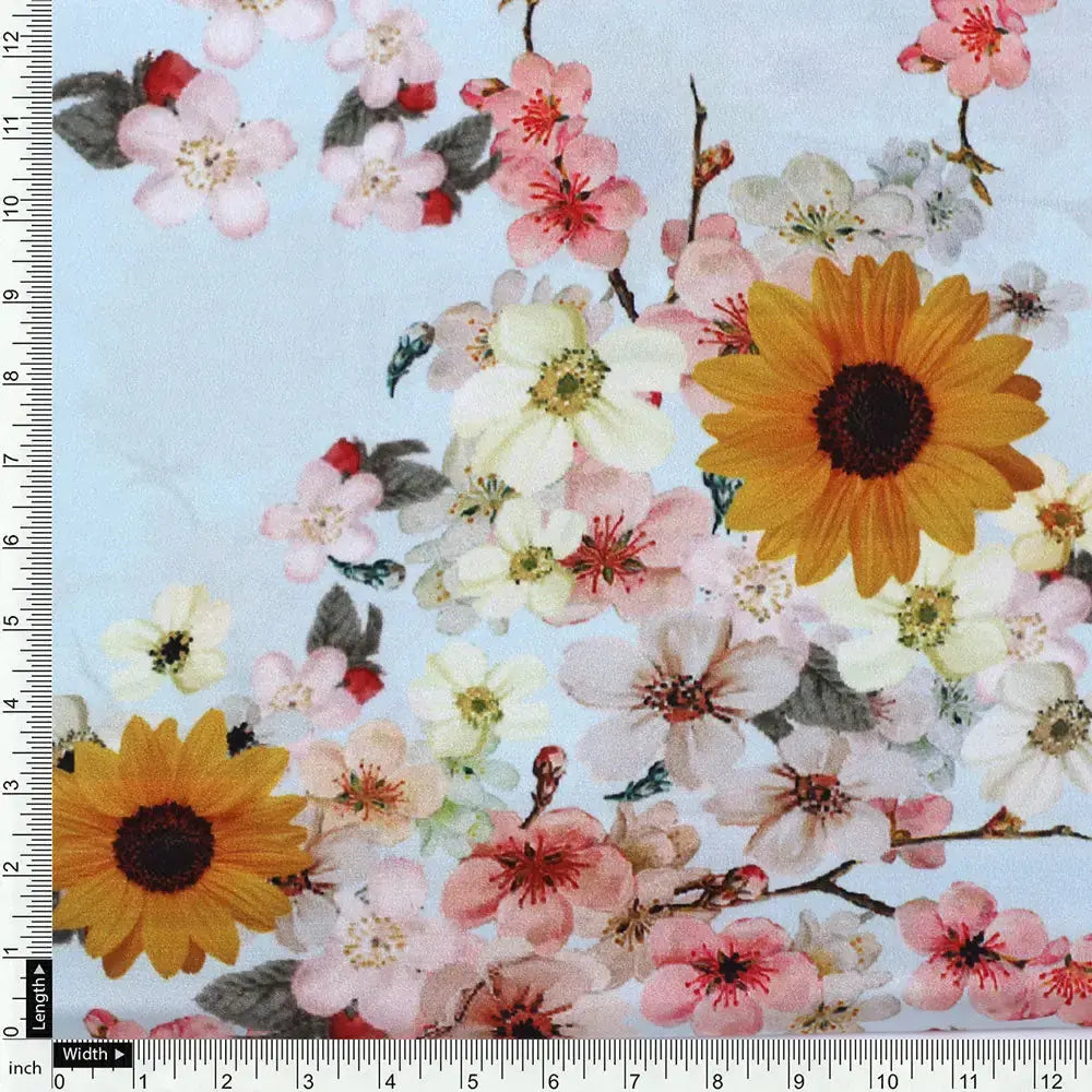 Classy floral print silk crepe fabric from FAB VOGUE Studio – cr 0 0ta71407 110 d