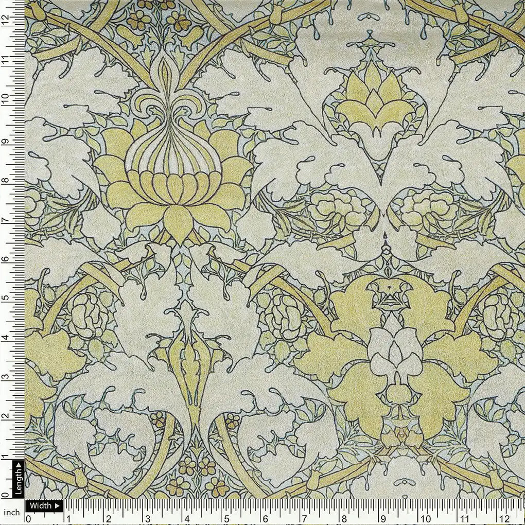 Tan Damask Silk Crepe Printed Fabric – cr 0 ma0129 110 a