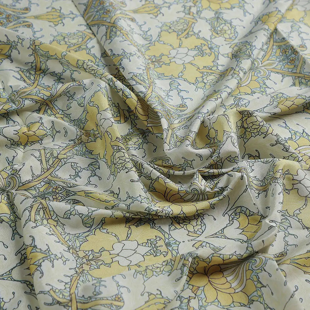 Tan Damask Silk Crepe Printed Fabric – cr 0 ma0129 110 c