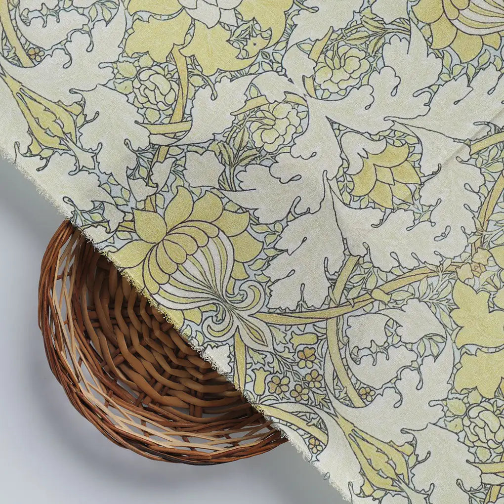 Tan Damask Silk Crepe Printed Fabric – cr 0 ma0129 110 d