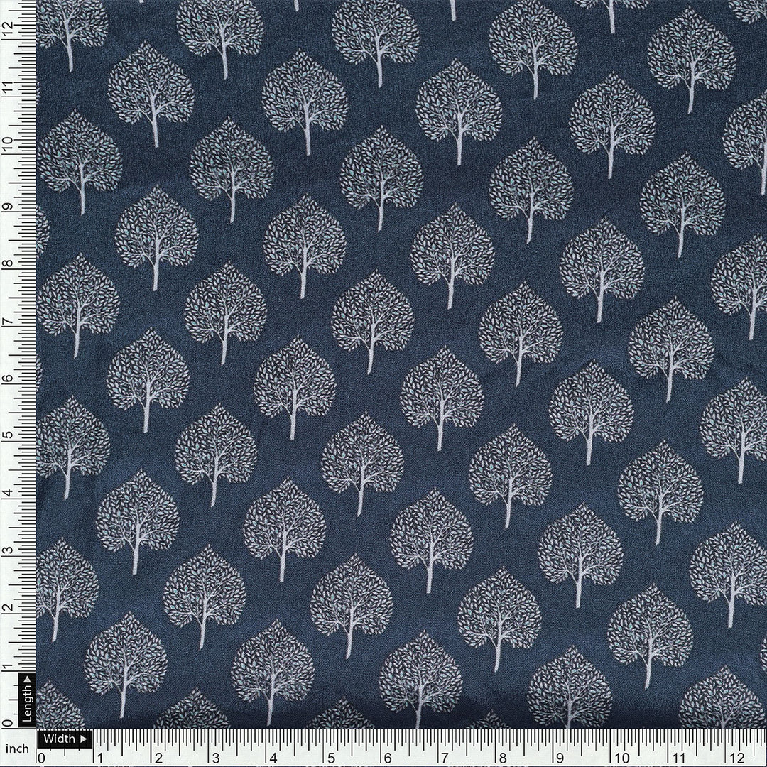 Stylized Mepal Leaf Motif Digital Printed Fabric - Crepe