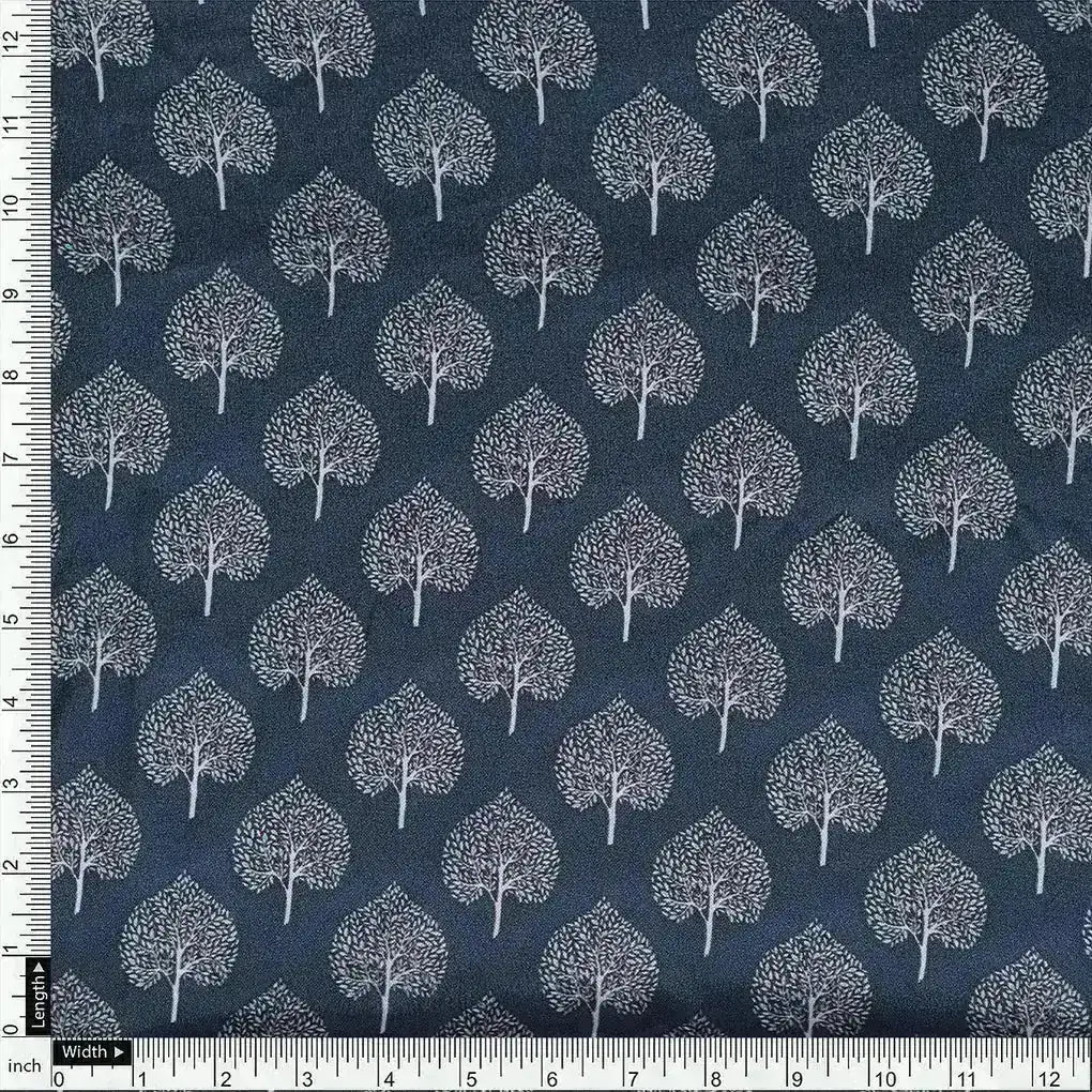 Stylized Mepal Leaf Motif Digital Printed Fabric - Crepe – cr 0 ma02999 110 a