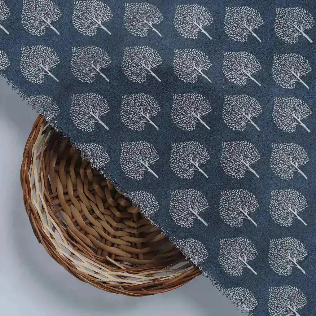 Stylized Mepal Leaf Motif Digital Printed Fabric - Crepe – cr 0 ma02999 110 d