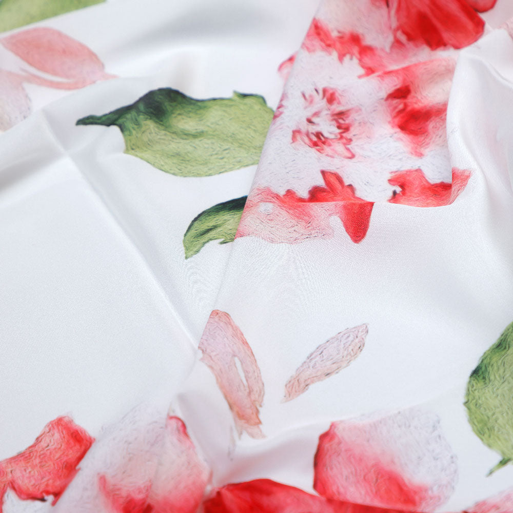 Classy damask floral print silk crepe fabric from FAB VOGUE Studio