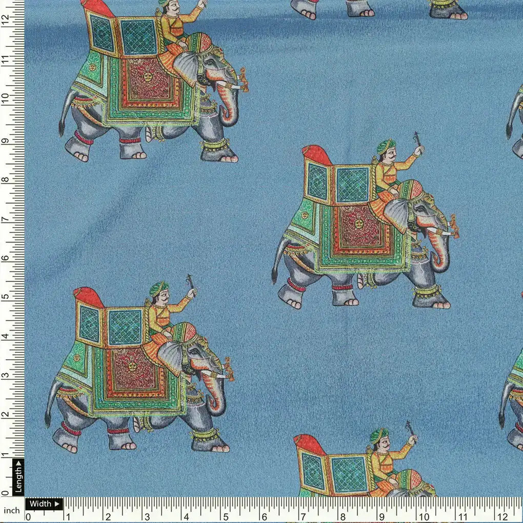 Traditional Elephant Motif Digital Printed Fabric – cr 0 ta01133 110 a