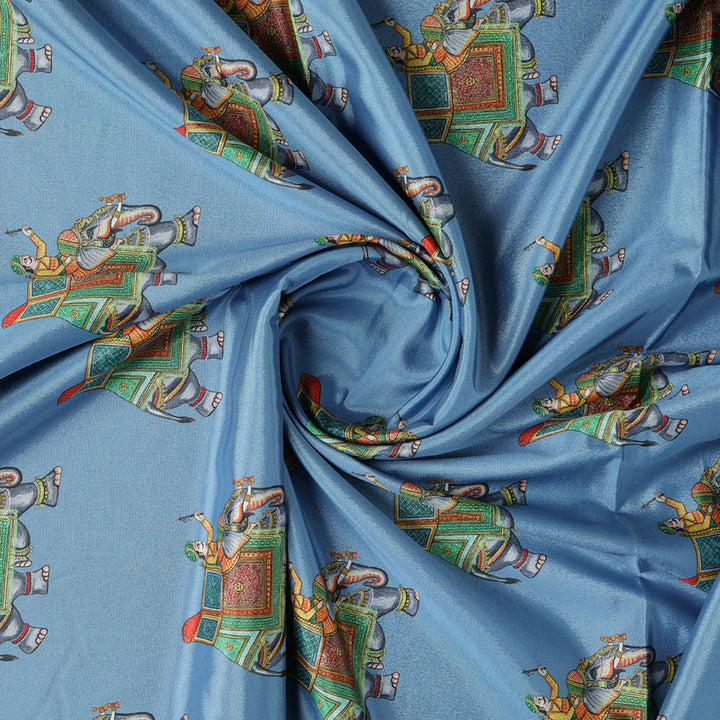 Traditional Elephant Motif Digital Printed Fabric