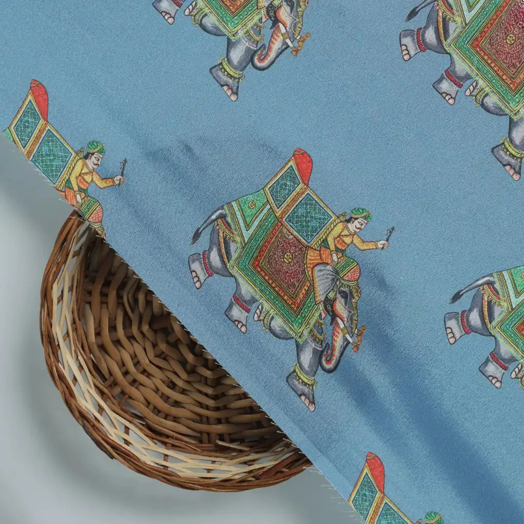 Traditional Elephant Motif Digital Printed Fabric – cr 0 ta01133 110 d