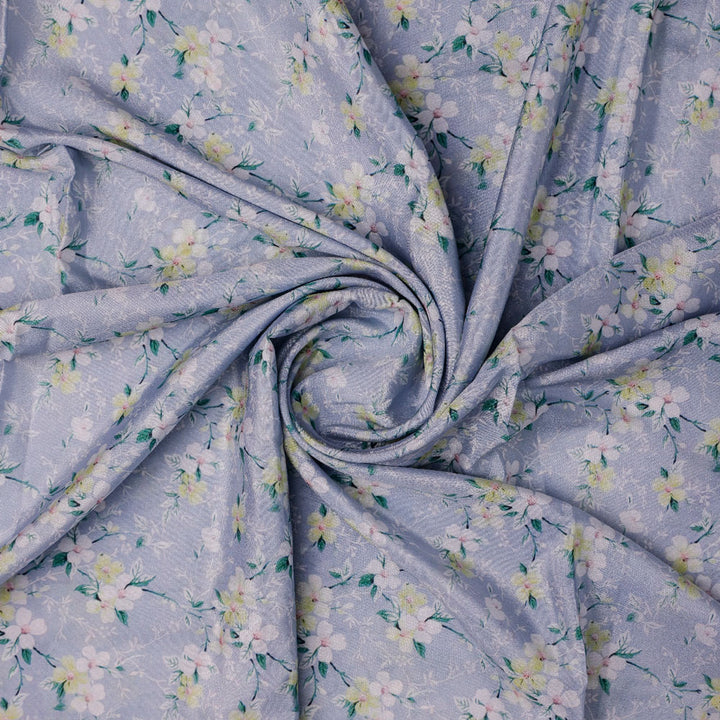 Classy Gray Ditsy Digital Printed Silk Crepe Fabric