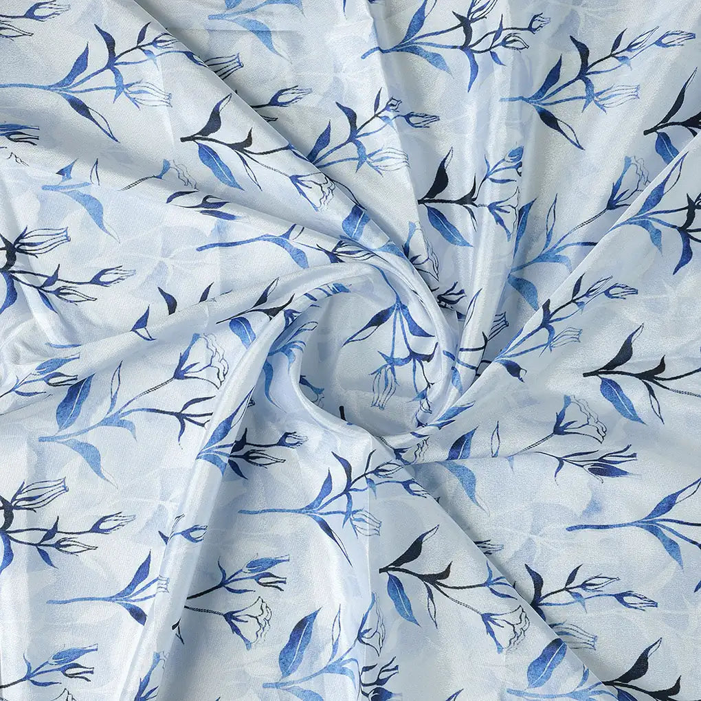Attractive Blue Bud Water Paint Shadow Digital Printed Fabric - Silk Crepe – cr 0 ta05926 110 b