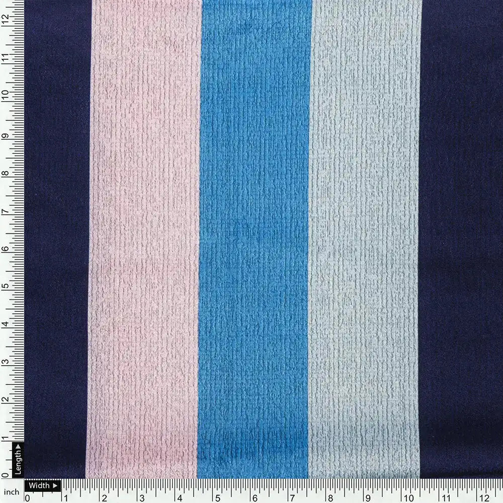 Classy Green, Blue, and Peach Strips Digital Printed Silk Crepe Fabric – cr 0 ta07534 110 d