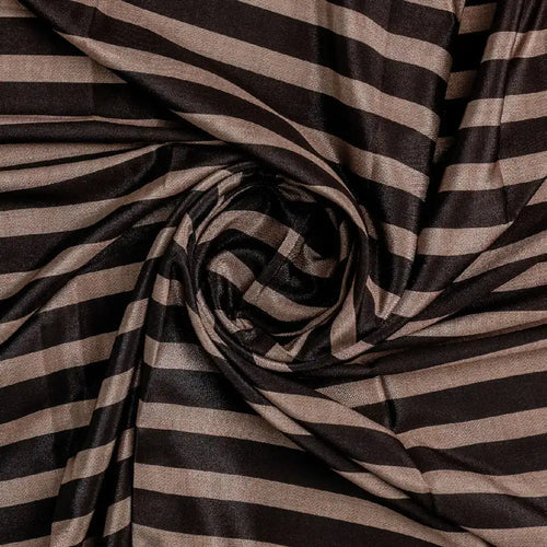 Classy Brown Strip Digital Printed Silk Crepe Fabric – cr 0 ta07623 110 a
