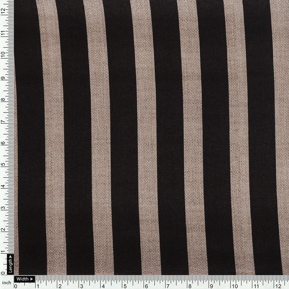 Classy Brown Strip Digital Printed Silk Crepe Fabric