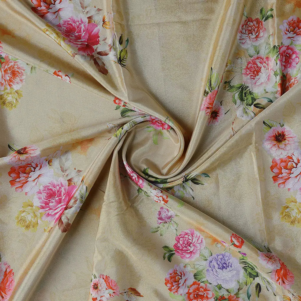 Chintz Pink Florish Flower Digital Printed Fabric - Crepe – cr 0 ta08282p1 110 b