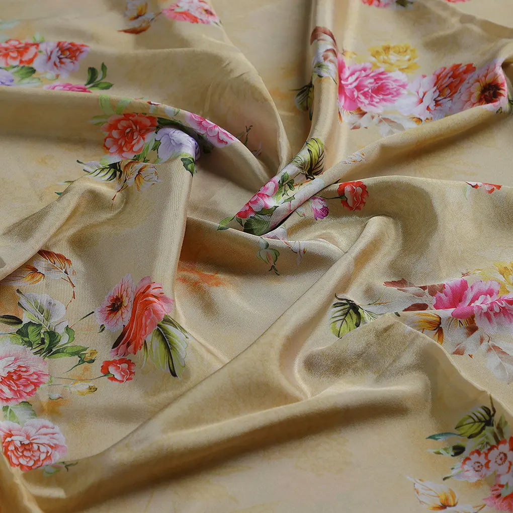 Chintz Pink Florish Flower Digital Printed Fabric - Crepe – cr 0 ta08282p1 110 c