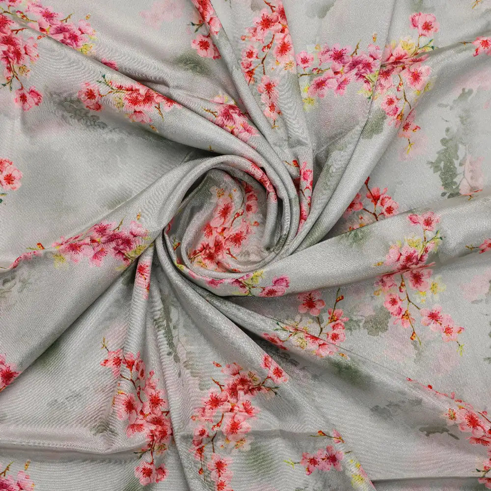 Lovely Purple Violet Flower Digital Printed Fabric - Silk Crepe – cr 0 ta08283p2 110 a