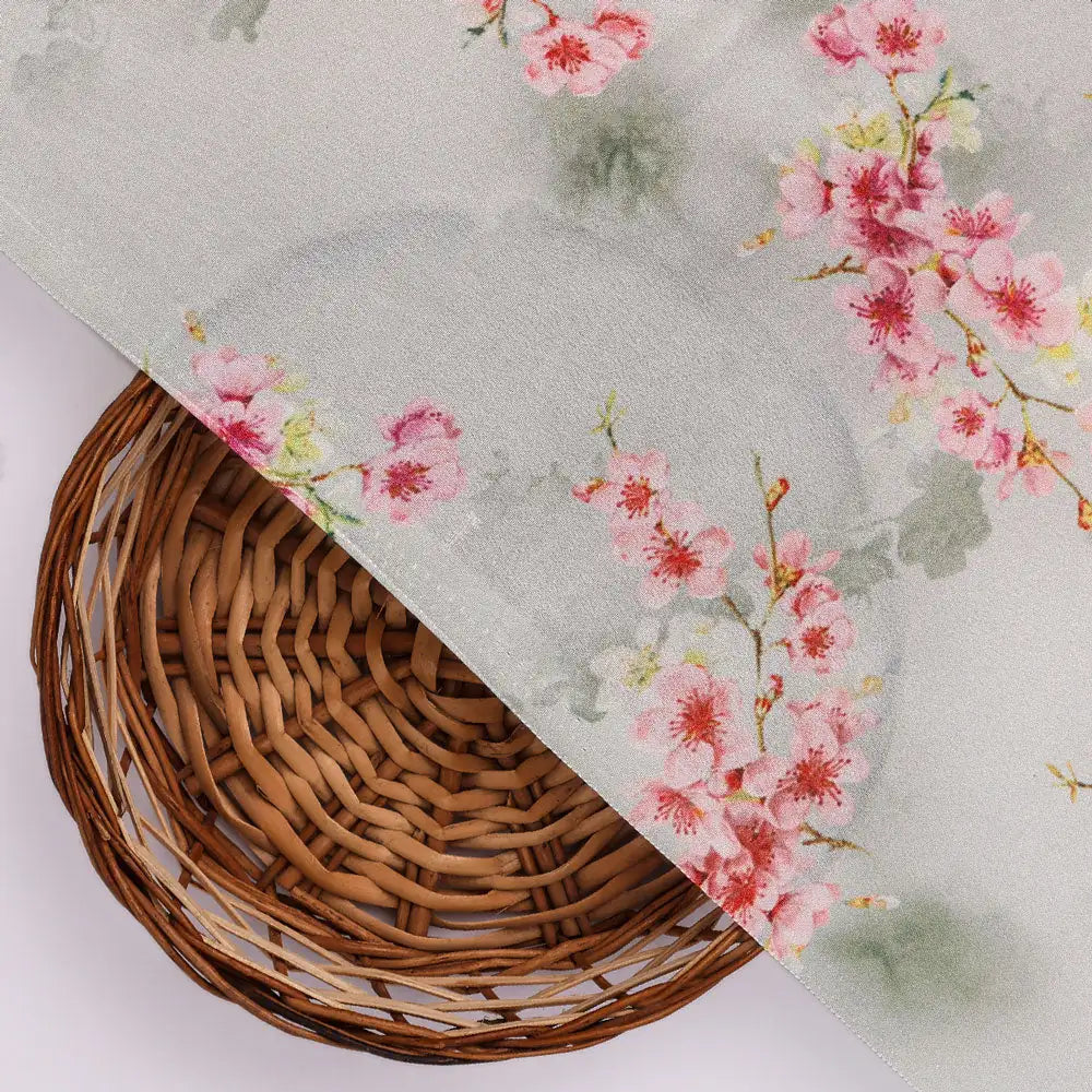 Lovely Purple Violet Flower Digital Printed Fabric - Silk Crepe – cr 0 ta08283p2 110 b