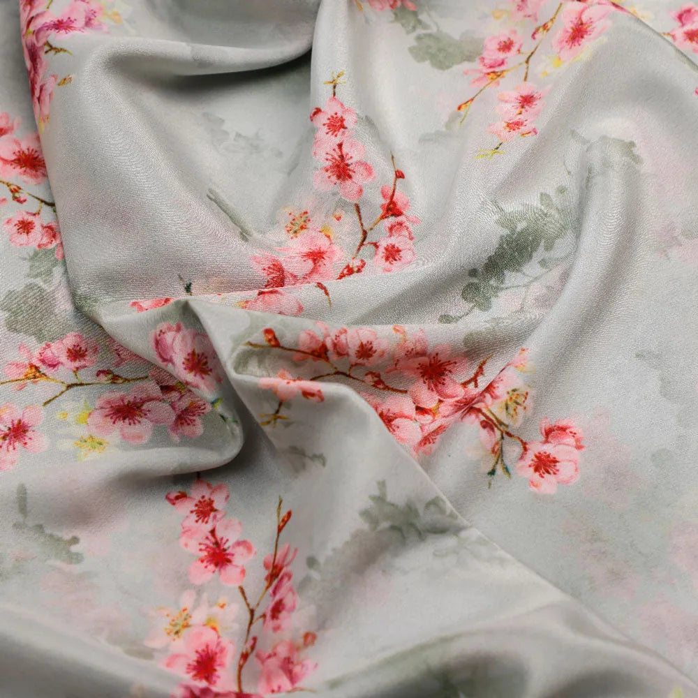 Lovely Purple Violet Flower Digital Printed Fabric - Silk Crepe – cr 0 ta08283p2 110 c