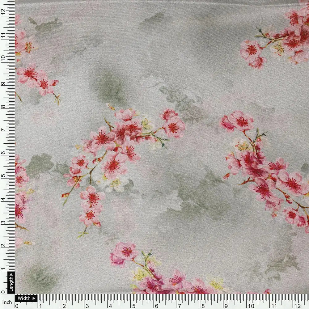 Lovely Purple Violet Flower Digital Printed Fabric - Silk Crepe – cr 0 ta08283p2 110 d