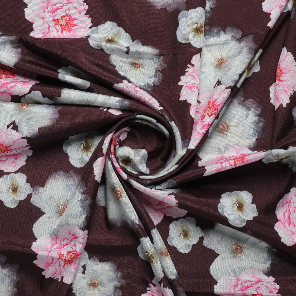 Classy and Attractive Brown Floral Digital Printed Silk Crepe Fabric – cr 0 ta08328p2 110 a