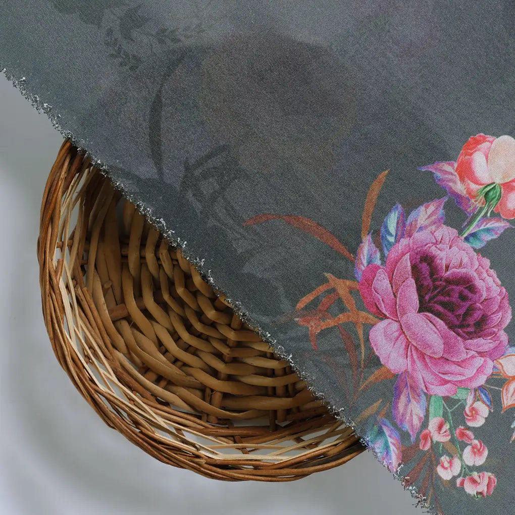 Lovely Peony With Wax Flower Digital Printed Fabric - Silk Crepe – cr 0 ta08330p3 110 d